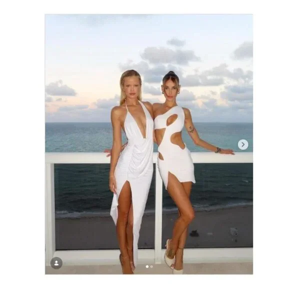 Mother of All Swan Mini Dress in White XSmall Womens Cutout party -  thefunkyskunk.ie
